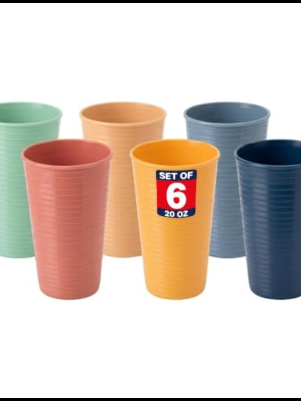 Set of 6 Unbreakable Plastic Drinking Cups Stackable Reusable Tumblers
